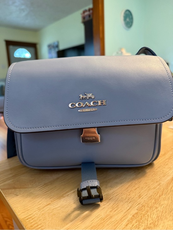 Coach Handbags - COACH Leather Flap Crossbody Bag in Lavender Blue with Matching Wallet